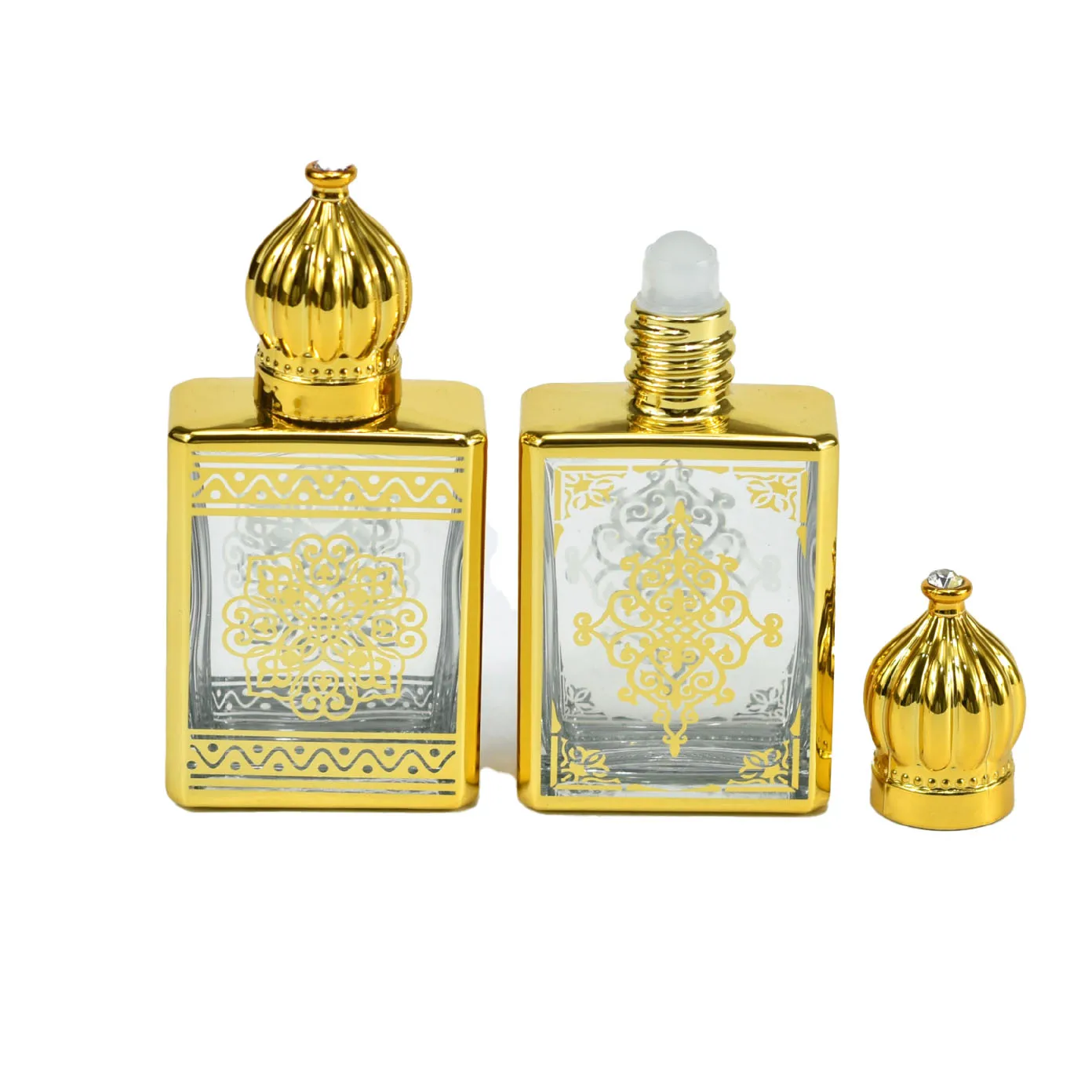 Parfumfles 15Ml Vintage Mini Lege Gouden Cosmetische Container Monster Flesje Etherische Olie Flessen Vierkant Roll-On Fles Glas