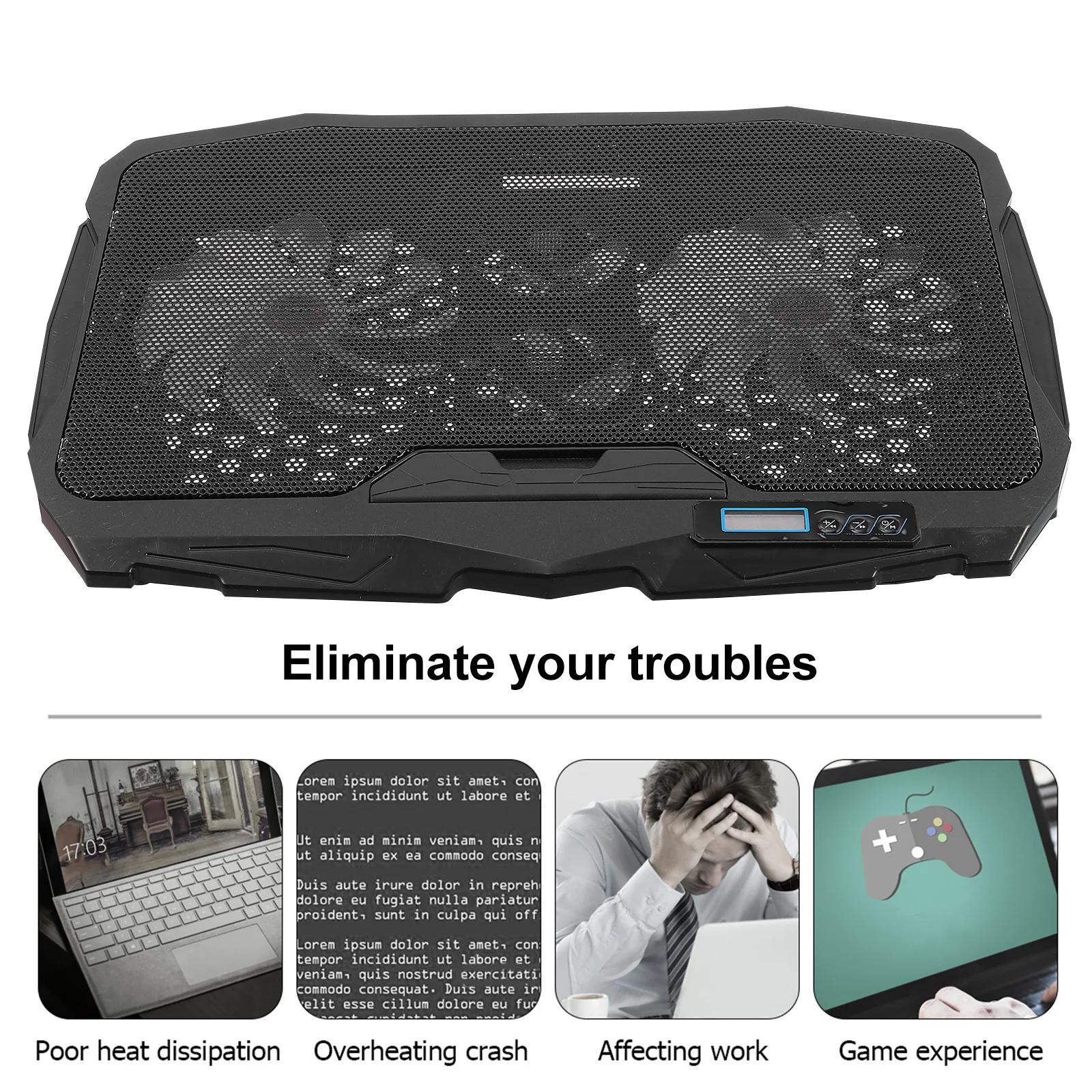 

Laptop Cooling -Angle 6-Gear Adjustable Rgb Led Fan Quiet Notebook Cooler Stand For Gaming Laptop Air Ventilated