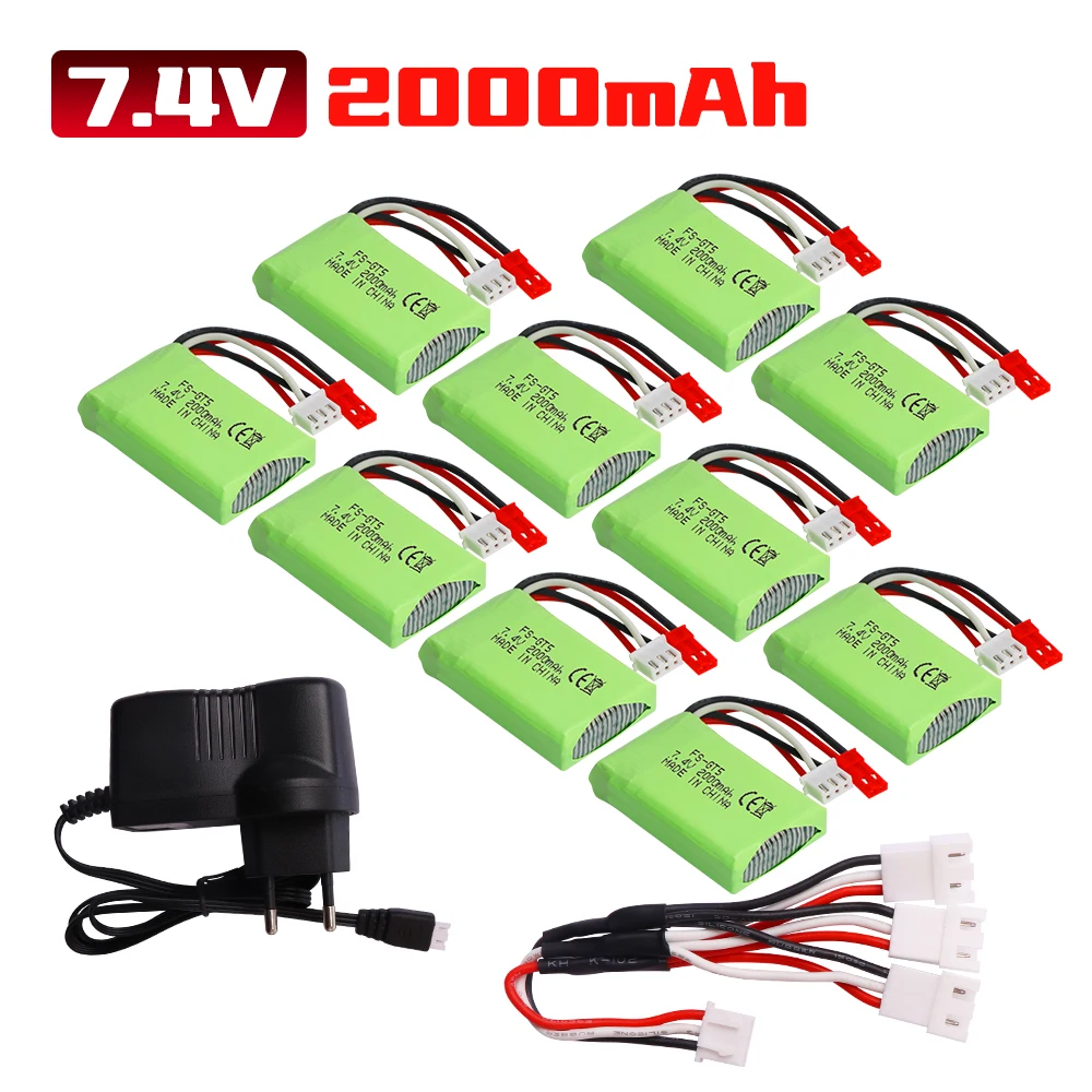 7.4V 2000mAh Battery For Flysky FS-GT5 Transmitter RC Models Parts Toys Accessories For MC6C MCE7 7.4v Battery With JST Plug