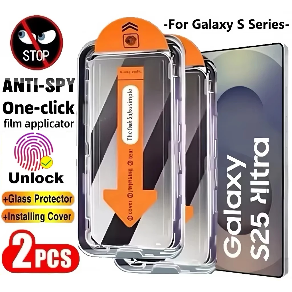 2-1PCS Fingerprint Unlock Anti-spion Privatsphäre Displayschutzfolie für Samsung Galaxy S26 Ultra Edge S25 S24 S23 S22 S21 Plus 5G Glas