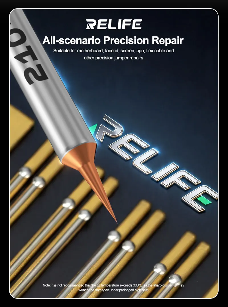 RELIFE 210 Jumper Wire Soldering Iron Tips 5 Pcs Replaceable 0.1mm Micro Soldering Tips for Phone Motherboard Screen Repair view 5