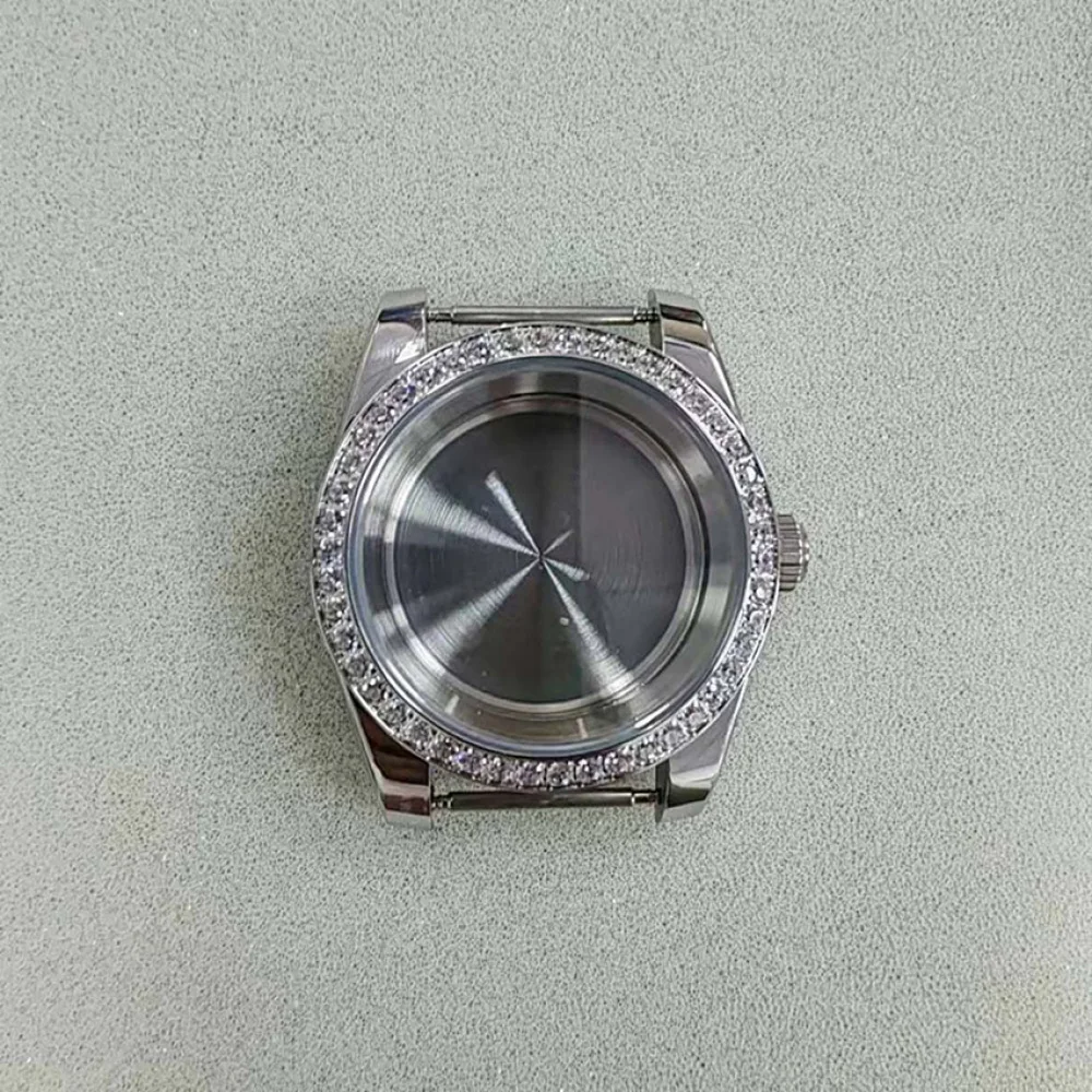 Cassa per orologio 36MM/39MM Cassa in vetro zaffiro con diamanti in acciaio inossidabile per accessori per orologi con movimento NH35 NH36