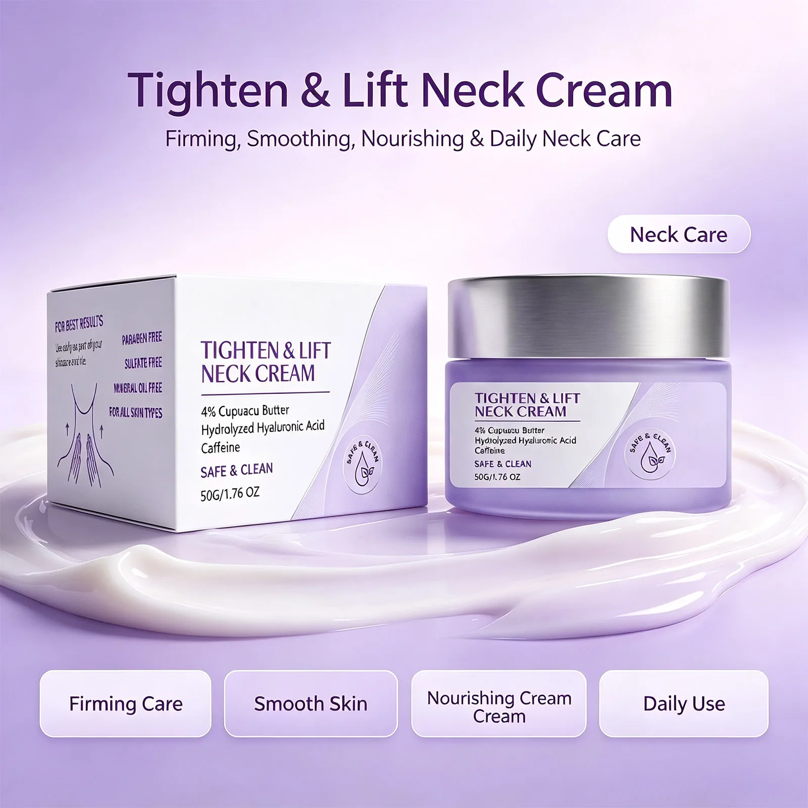 50g Neck Lift Cream Eliminate Neck Fine Lines Deeply Moisturizing Hydrate Firming Tightening Rejuvenation Nourishing Neck Care