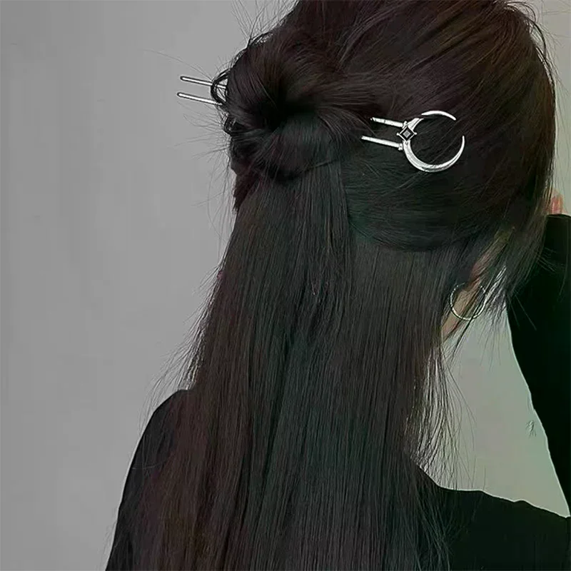Crescent Moon Hair Sticks for Women Simple Chinese U-Shape Hairpins Disk Hairsticks Headdress Fashion Hair Accessories Vintage