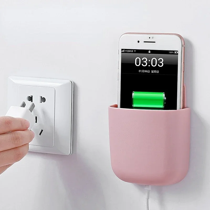 Storage Box Mobile Air Conditioner Rack Case Organizer Holder TV Remote Control Wall Mounted Phone Stand Plug