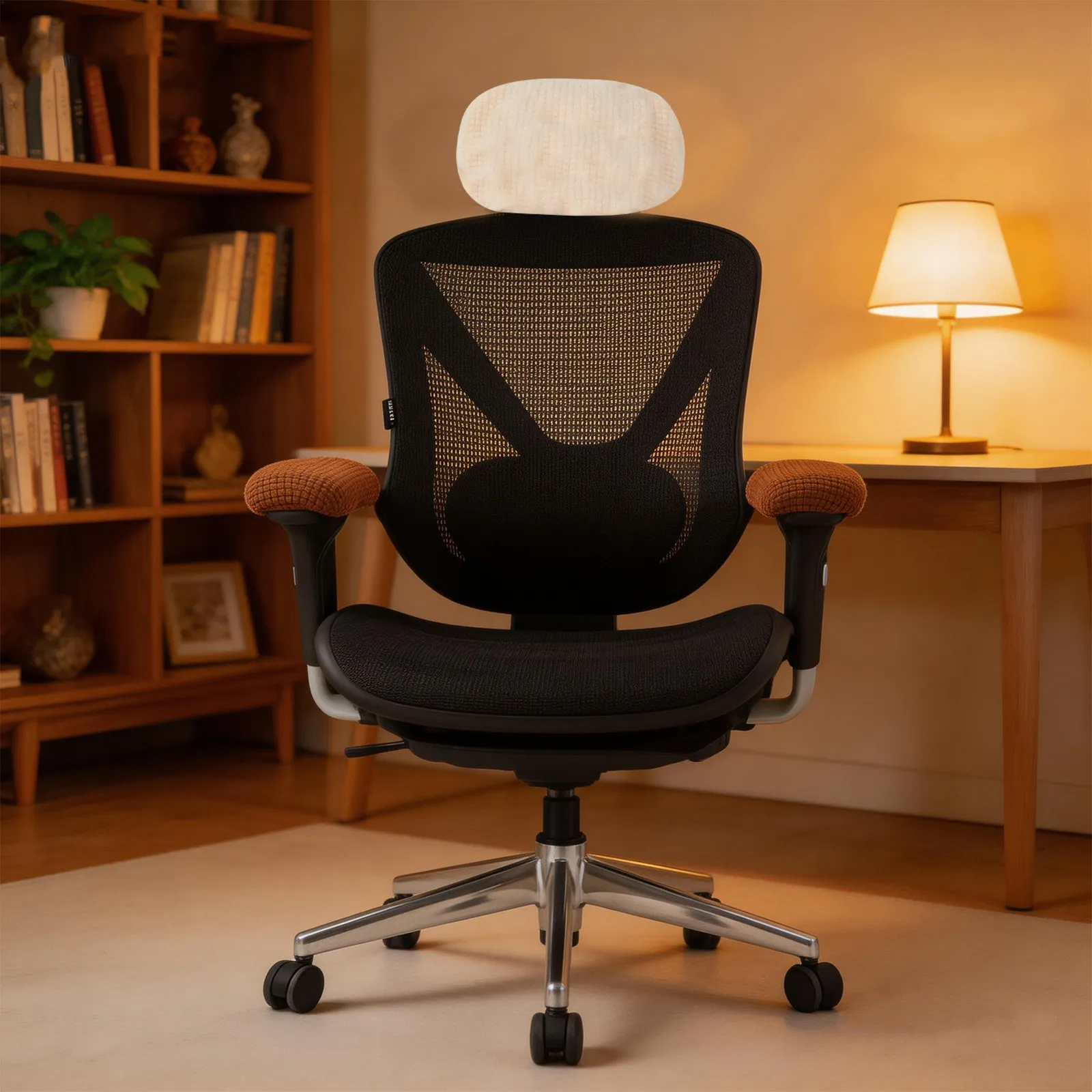 2Pcs Office Chair Headrest Cover Elastic Computer Chair Headrest Protector Recliner Cushion Sleeve Beige Elastic Pillow Cover