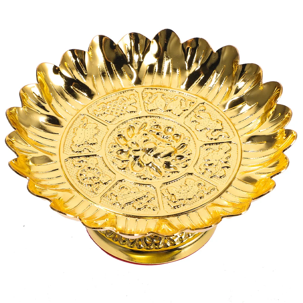 Plastic Temple Fruit Offering Plate Exquisite Design Retro Style Home Decor Buddhist Worship Accessory Smooth Surface Easy Clean