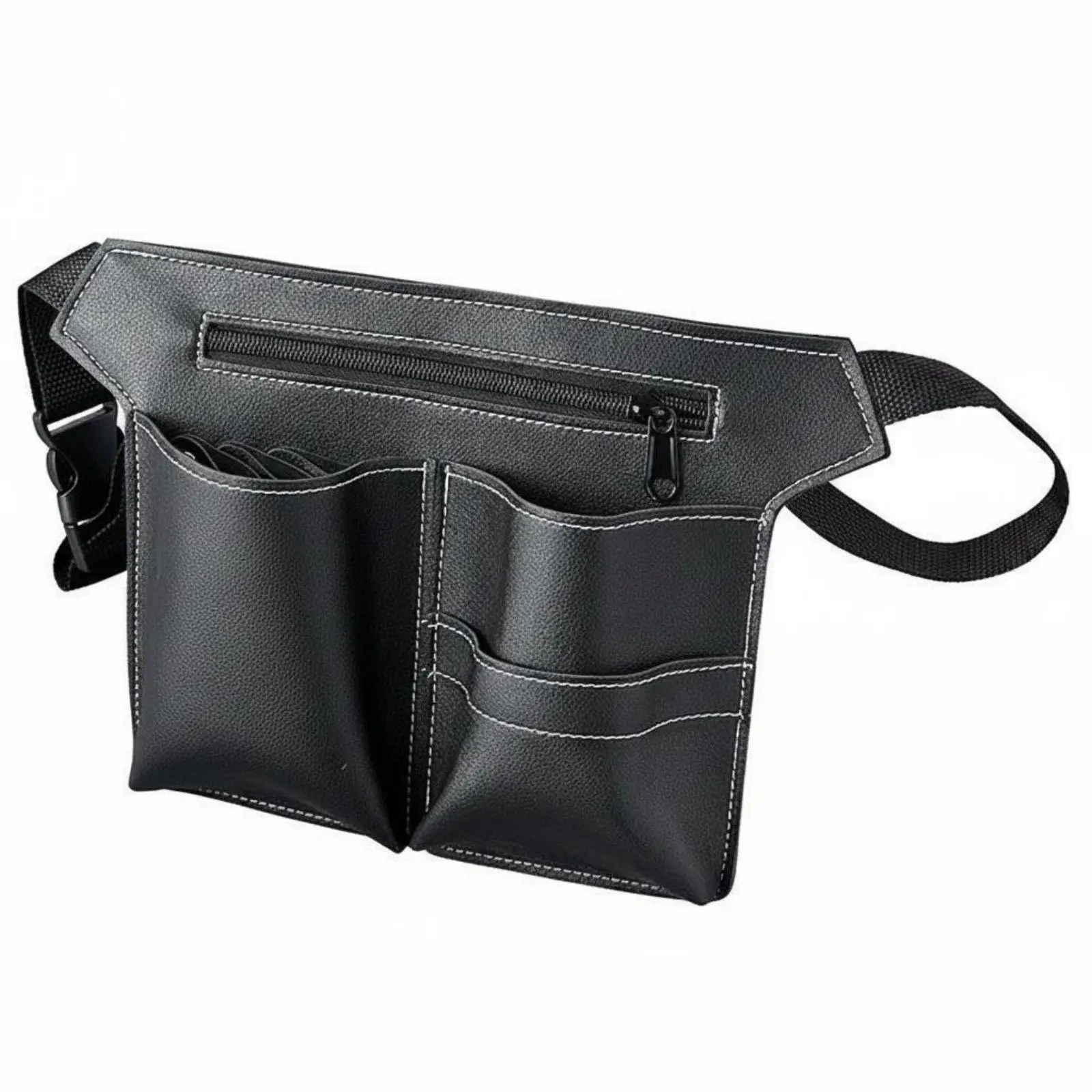 Compact Leather Tool Belt Pouch for Barber Hairdressing Scissors Combs Clips Storage with Adjustable Waist Strap Portable