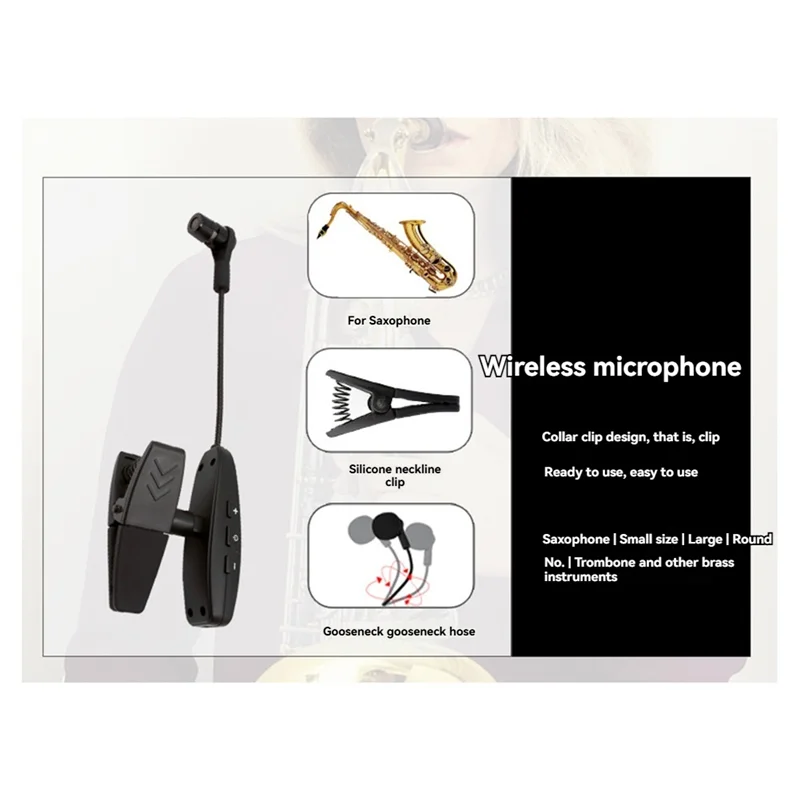 Sistem Mikrofon Nirkabel APPLIA-UHF 2.4G Untuk Instrumen Penerima Dan Pemancar Set Untuk Saksofon