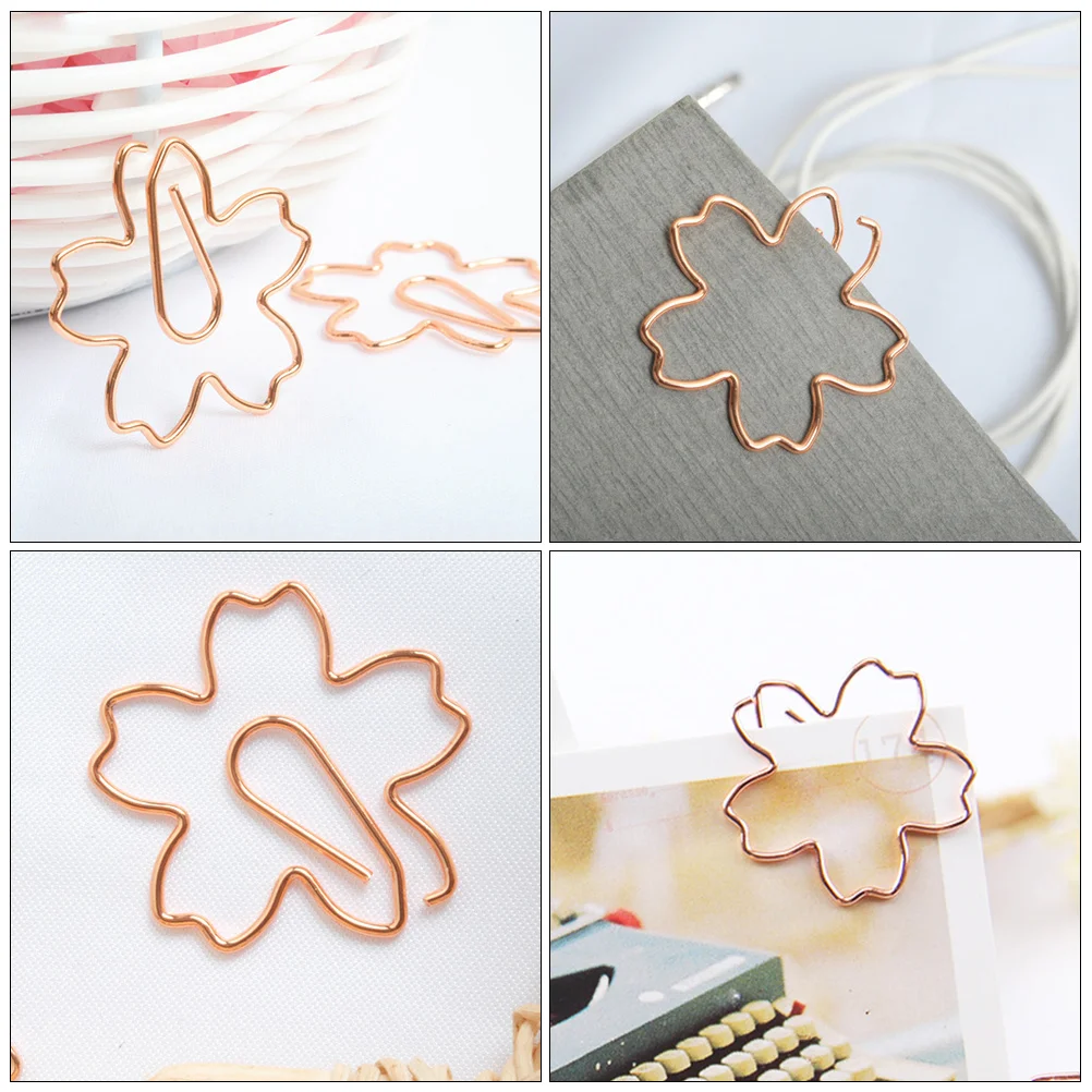 20 Pcs Jumbo Paper Clips Shaped Bookmark Memo Clamps Cherry Blossoms Note Golden Funny Ticket Holder