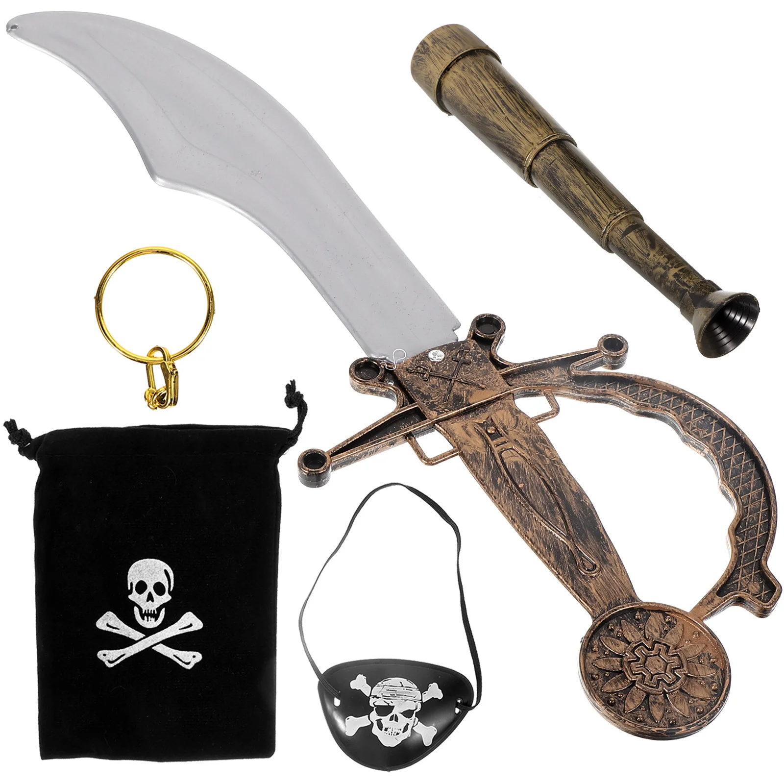 

1 Set Pirate Hook Telescope With Eye Patch For Party Costume Photo Prop Halloween Cosplay Decorative Accessories Pirate Theme