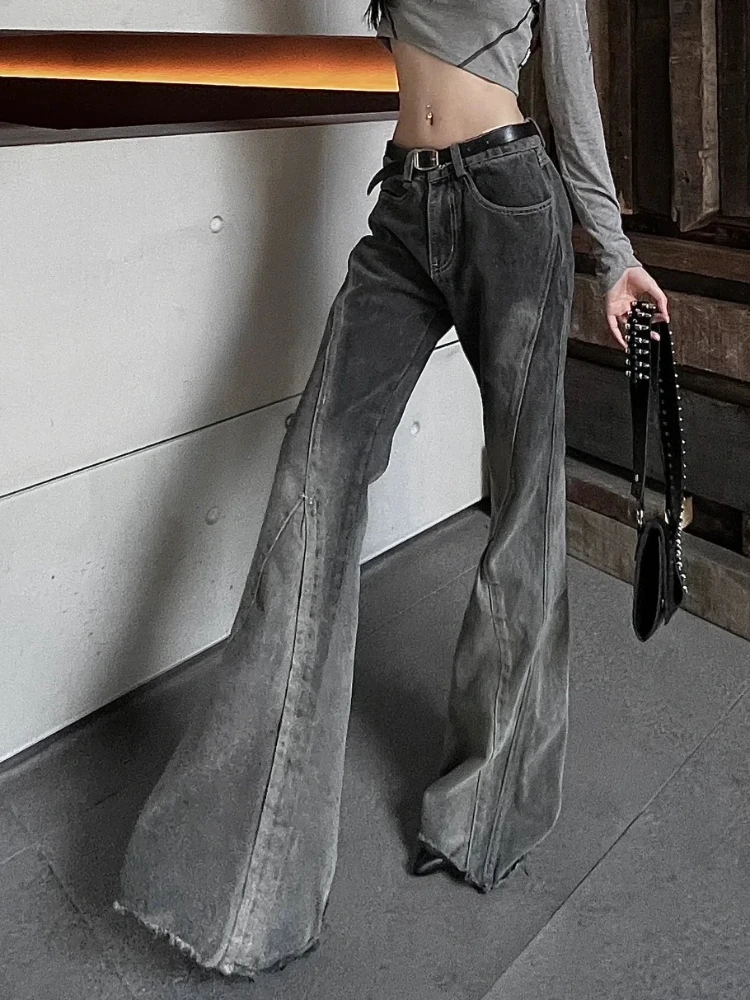 

Flare Jeans Women Full Length Slim Stretchy Korean Style Fashion Mid Waist Stylish Prevalent Advanced Spring Autumn Hotsweet