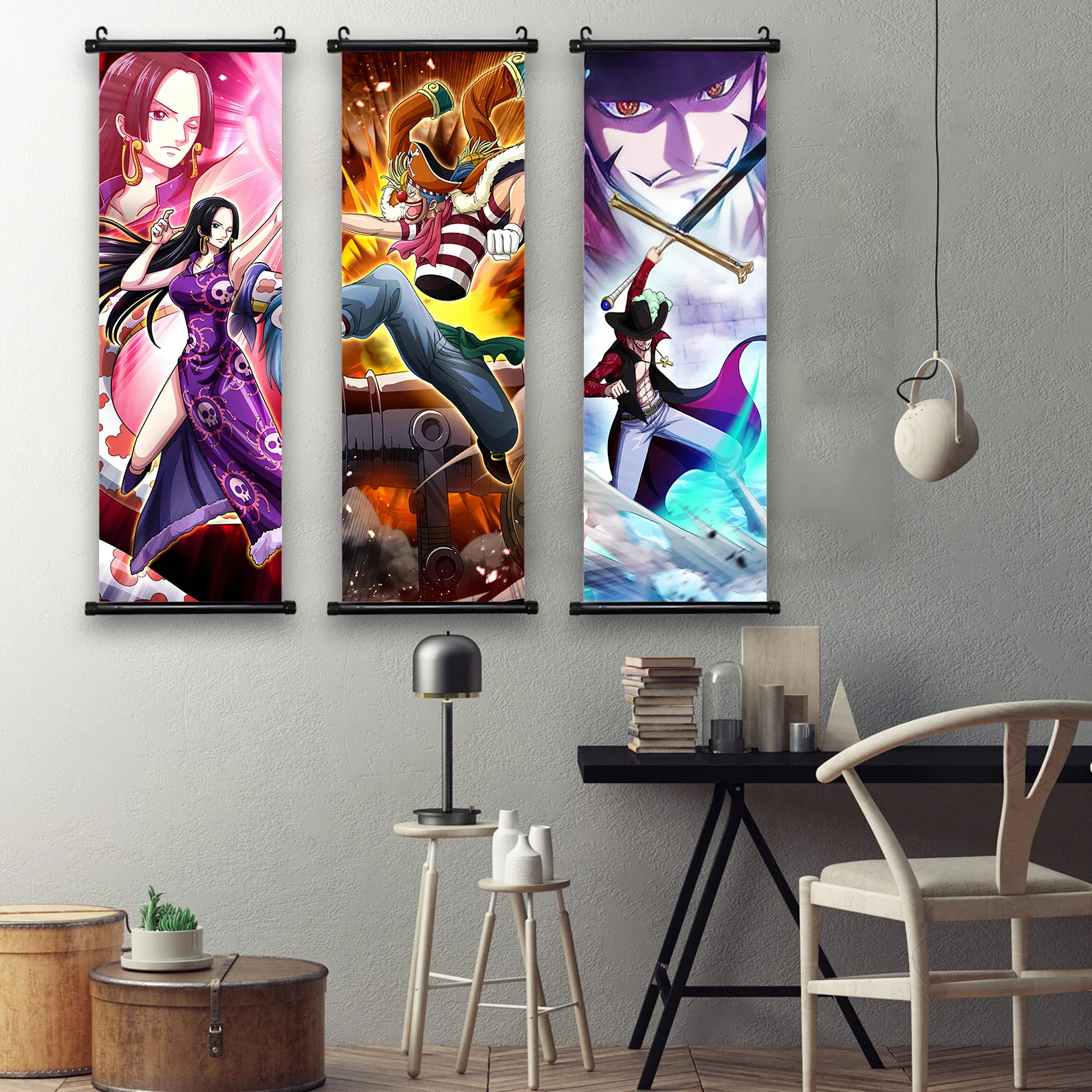 EEN STUK Mihawk Anime Poster Hangende Scroll Comic Wallpaper Muur Buggy Kunstwerk Canvas Decor Home Decoratie Doflamingo Art Gift