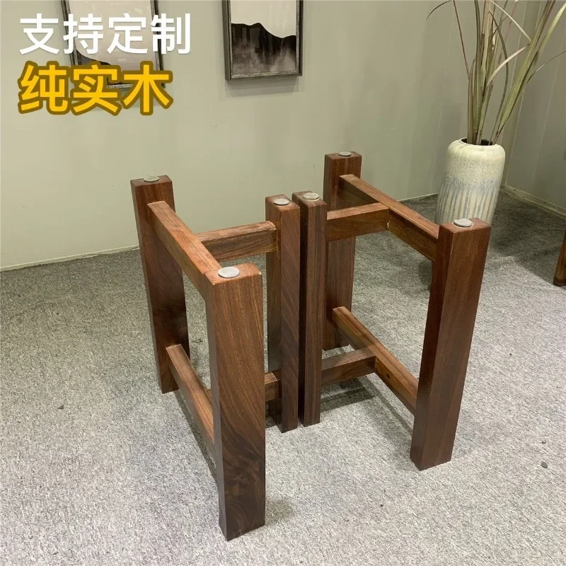 Solid wood large board table leg bracket Okan tripod walnut coffee table leg bracket table support leg