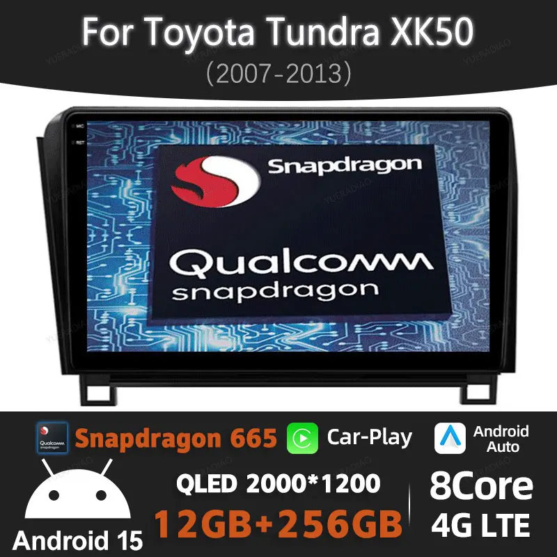 

Android 15 Carplay Auto Car Radio For Toyota Tundra XK50 2007 - 2013 Sequoia XK60 2008 - 2017 Multimedia Video Player 4G WIFI BT