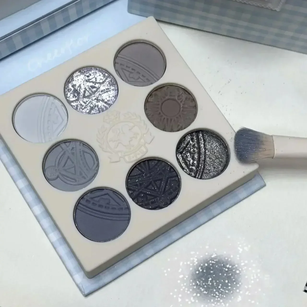 Cheerflor Angel Relief Lidschatten-Palette, Erdton-Lidschatten-Palette, Make-up, blau-grüner Glitzer-Lidschatten