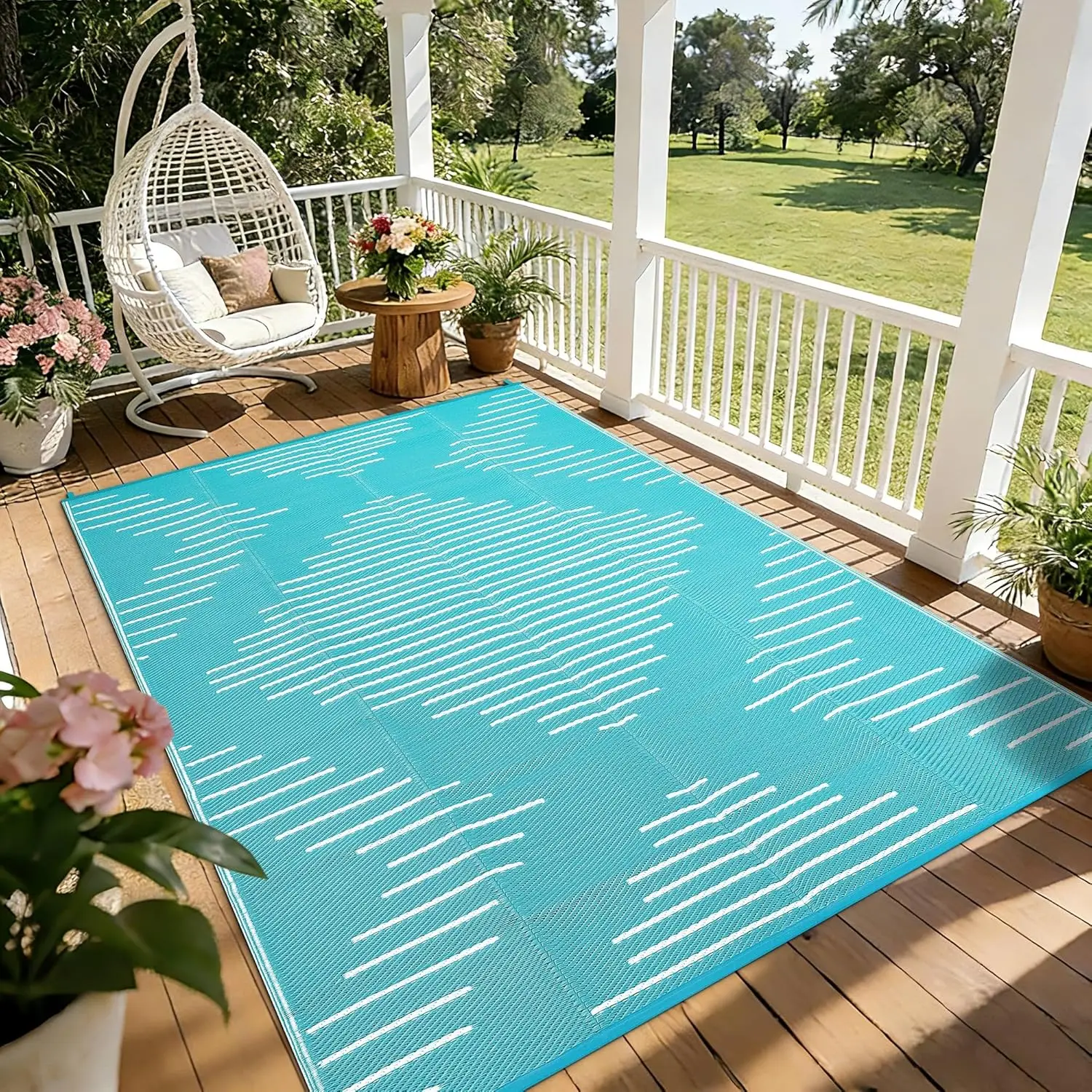 

Waterproof Outdoor Rug 5x8 Rug Plastic Reversible Area Rugs Indoor Outdoor Carpet for Patio RV Porch Balcony Backyard Picnic