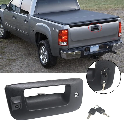 Imagen 2 del producto Cámara de marcha atrás con manija de puerta trasera CCD AHD con cerradura y llave para Chevrolet Silverado GMC Sierra 1500 2500 3500 2007-2013