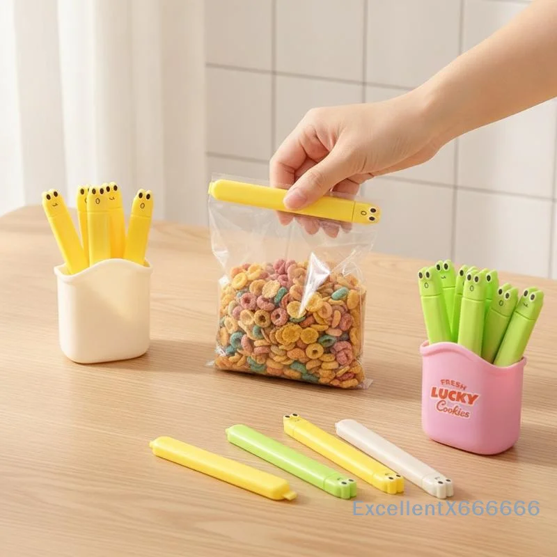 1Set Household Sealing Clip With Magnetic Absorption Box, Kitchen Fresh-Keeping Bag, Cute Sealing Clip, Snack Bag Sealing Clip