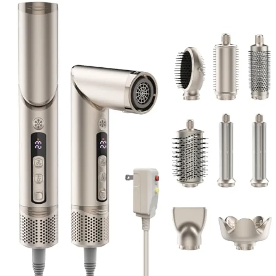 

Многофункциональный ионный стайлер для волос 8-в-1 с автоматическими завивками для придания объема, выпрямления, быстрой сушки, без спутывания и повреждений от нагрева