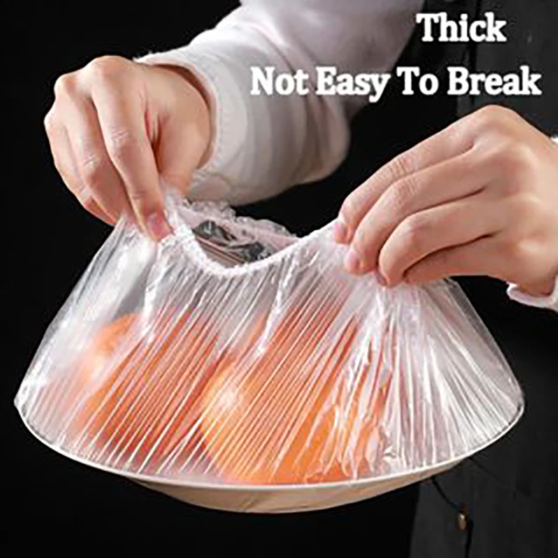 50/100Pcs Disposable Food Cover Plastic Wrap Elastic Food Lids Bowls Caps Storage Kitchen Food Fresh Keeping Saver Bag