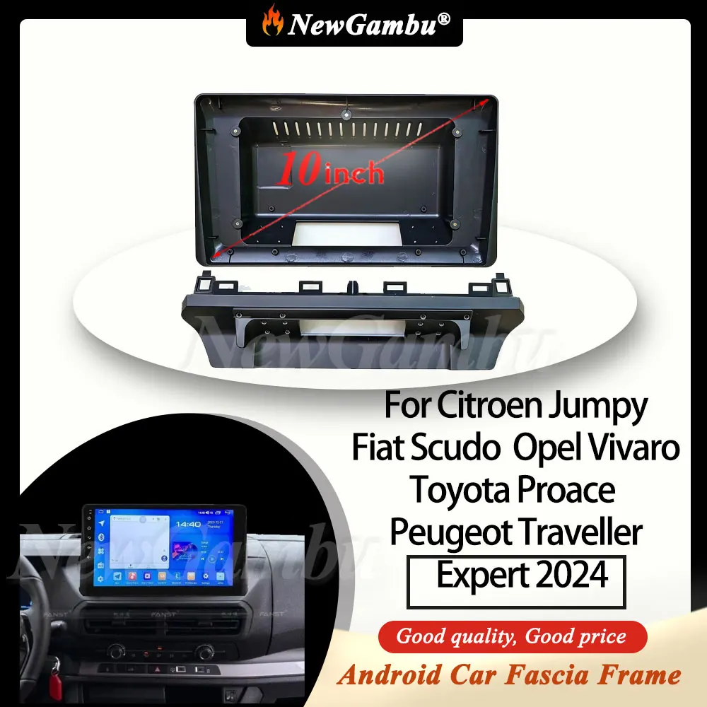 

10-дюймовая рамка для автомагнитолы, подходит для Citroen Jumpy/Fiat Scudo/Opel Vivaro/Toyota Proace/Peugeot Traveller Expert 2024, без кабелей.