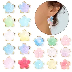50Pcs Resin Petal Beads Color Gold Edge Acrylic Flower Charm Bead for DIY Earring Bracelet Necklace Jewelry Making Accessories