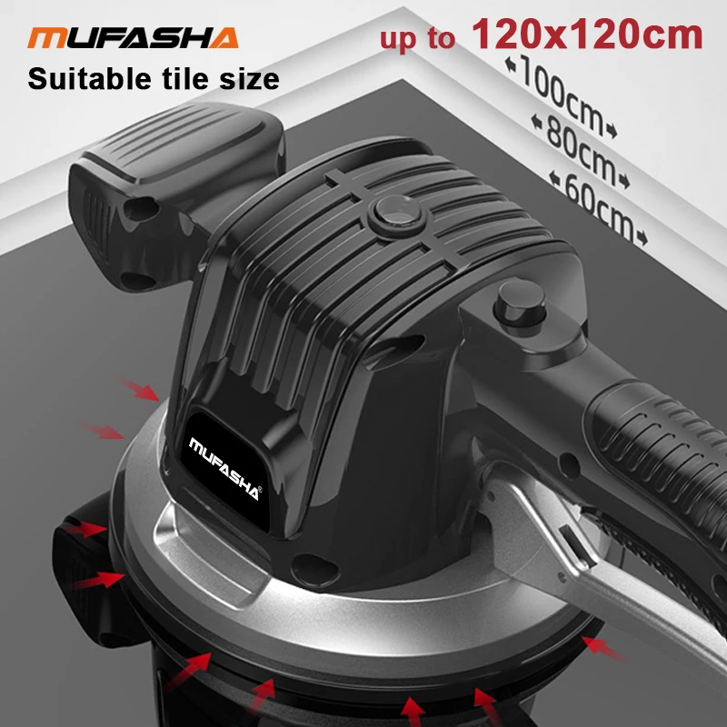 Tile Vibration Leveling Machine Handheld Tile Vibration Paving Tool 16.8V with 6 Adjustable Speed Powerful Suction Cup and Box