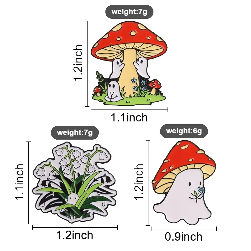 Boo Mushroom Badges Cartoon Lily of The Valley Enamel Pins Cute Spooky Forest Anime Lapel Brooch for Backpack Clothes