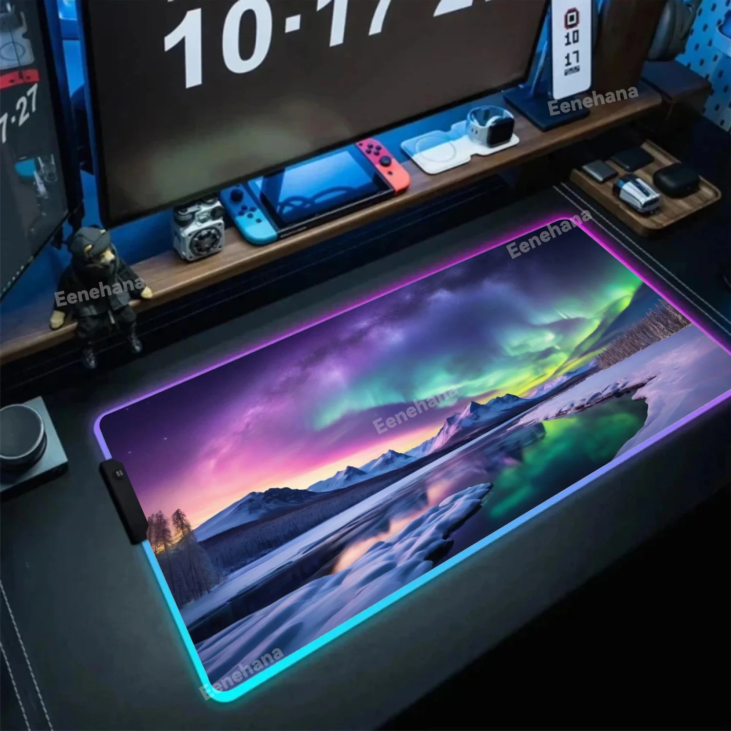 

Large RGB Mouse Pad Gaming Snowy Mountain Aurora Mousepad LED Mouse Mat Gamer Mousemats Table Pads PC Desk Mat RGB Keyboard Mat
