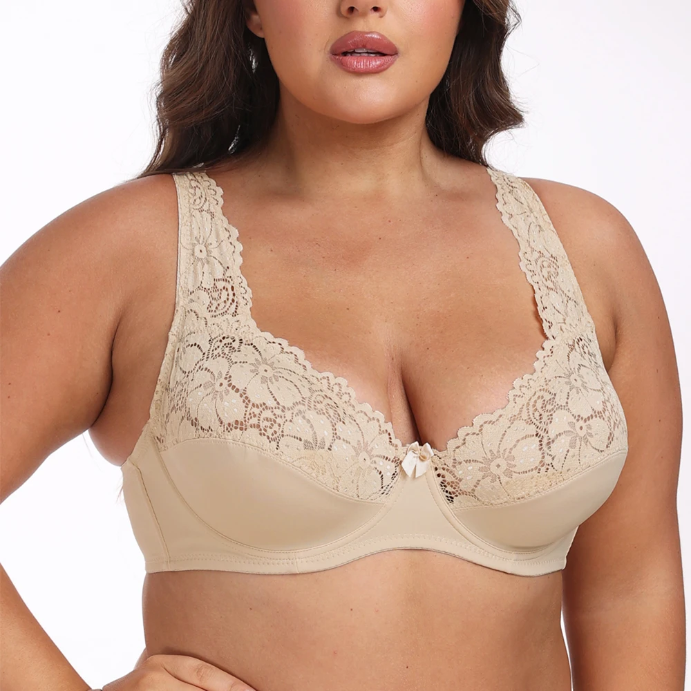 Beha untuk wanita Lingerie Atasan wanita renda Bra Underwire ukuran Plus Brassiere pakaian dalam seksi perspektif B C D DD E F Cup