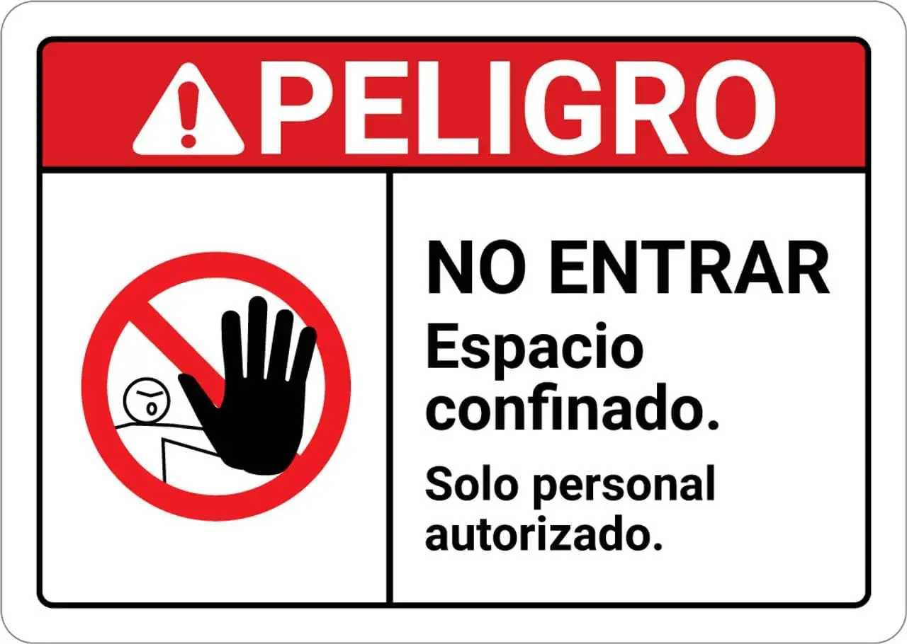 Danger: No Entry Confined Space Authorized Personnel Only Spanish ANSI - Wall Sign Facility Signs Warning Caution Metal Tin