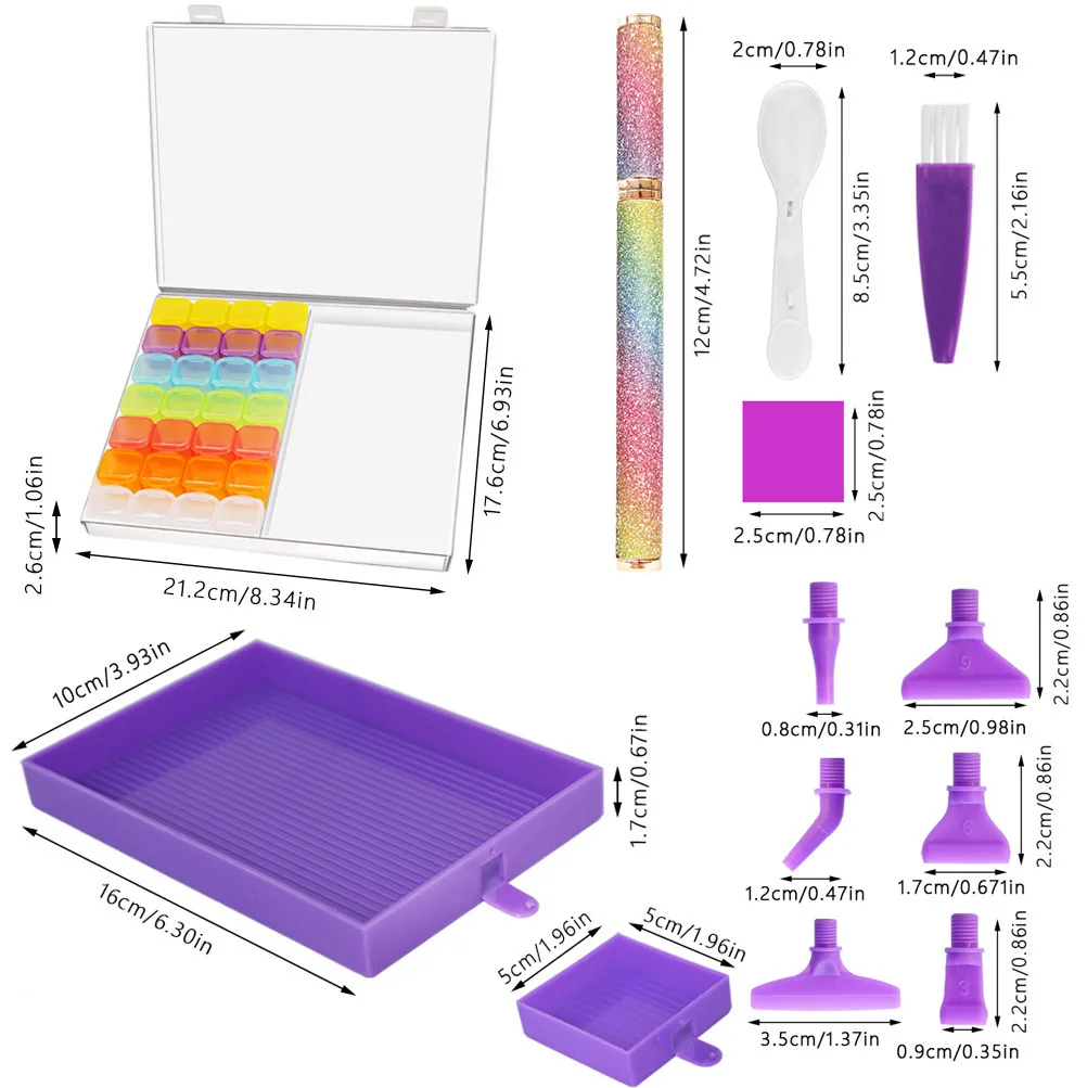 Diamond Painting 56 Compartments Organizer Box Square Diamond Round Diamond Pointing Pen DIY Mastic Flip Drill Tray Tool Set