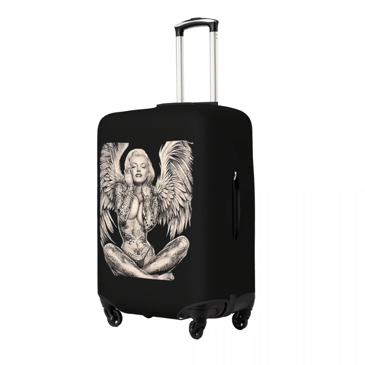 

Marilyn Vintage Abstract Tattooed Angel Suitcase Cover Protection Elastic Trip Luggage Protector Covers for 18-32 Inch