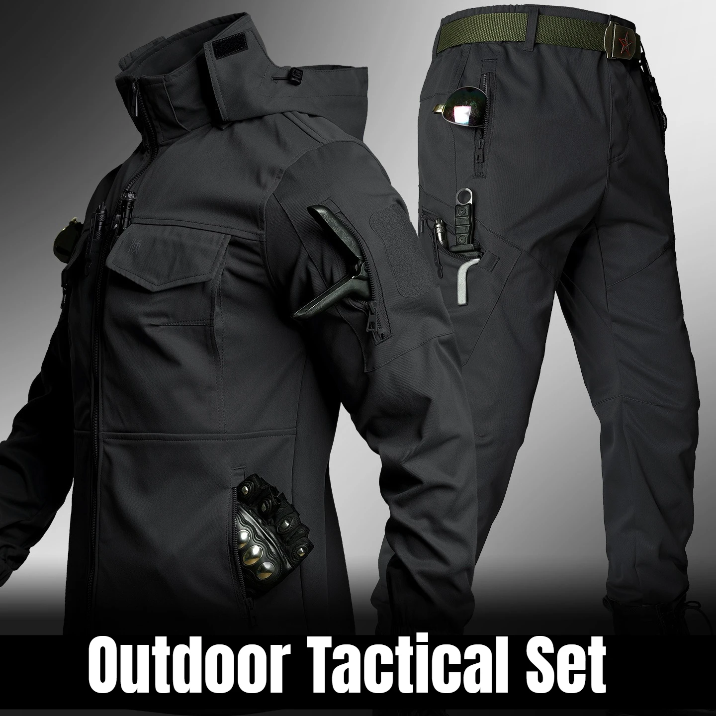 

Spring and Autumn Outdoor Tactical Set Men's Solid Color Training Clothing Wear Resistant Clothing Cargo Stormtrooper Clothing