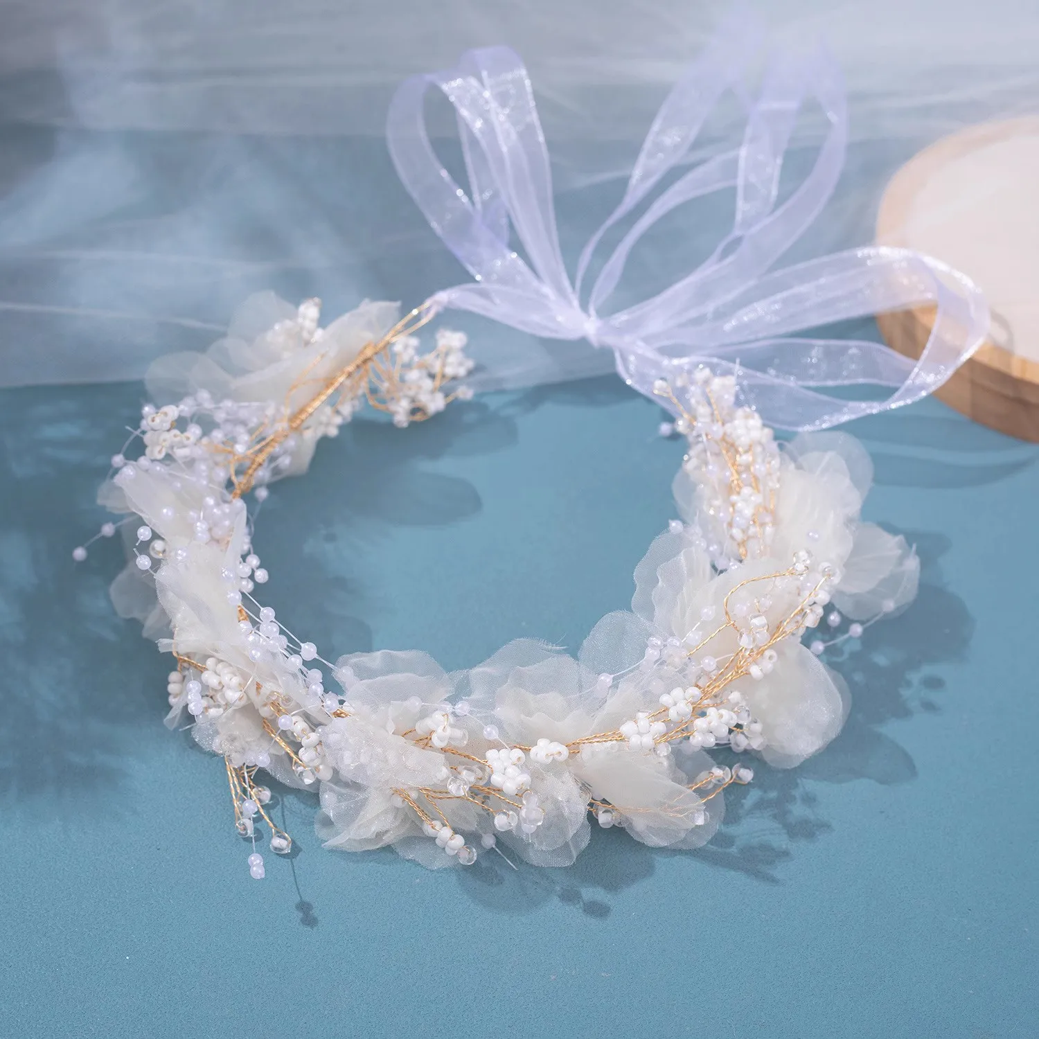 Neue Kristall blume Stirnband Band Bogen Haarband für Braut Hochzeit Haarschmuck Perle Kopf Blume Stirnbänder Frauen Kopf bedeckung