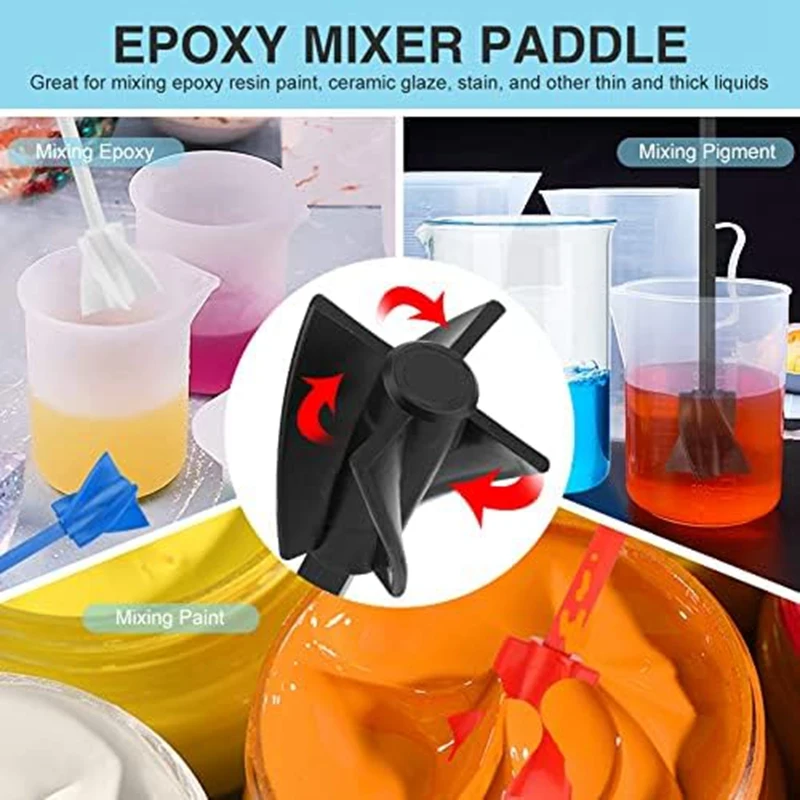 10Pcs Resin Mixer Paddles Mixer Drill Attachment For Resin, Paint, Silicone, Ceramic Glaze Mixing