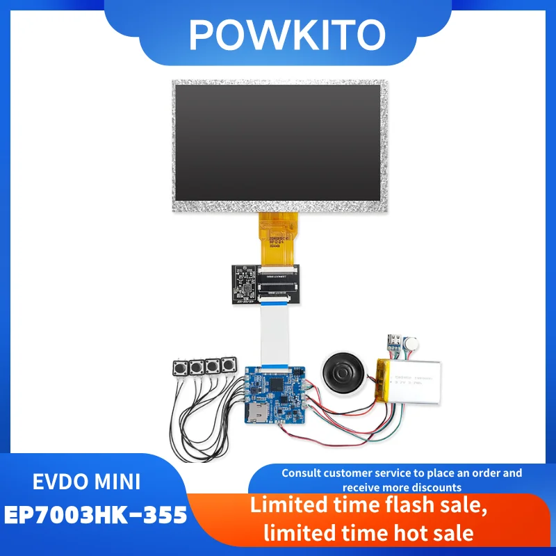 

7-Inch Monitor with Video Playback Board, 1024X600 Resolution, Equipped with 1000mAh Lithium Battery IPS full View with Speaker