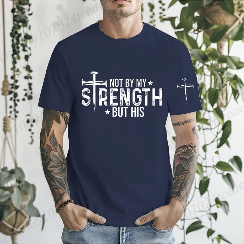 Faith Printed Men Funny T-Shirts Short Sleeve Shirt Christian Bible Verse Print T-Shirts Round Neck Tee Shirt Casual Summer Tops #5
