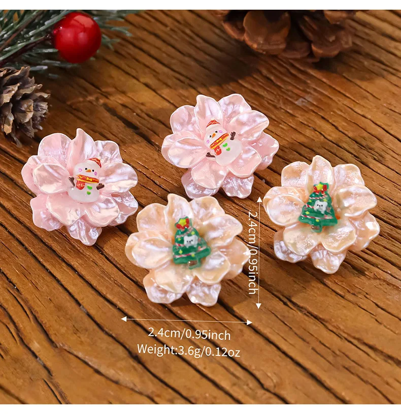 

Romantic Colorful Christmas Tree Flower Earrings for Women Fashion Cream Color Flower Resin Earrings Friendship Jewelry Gifts