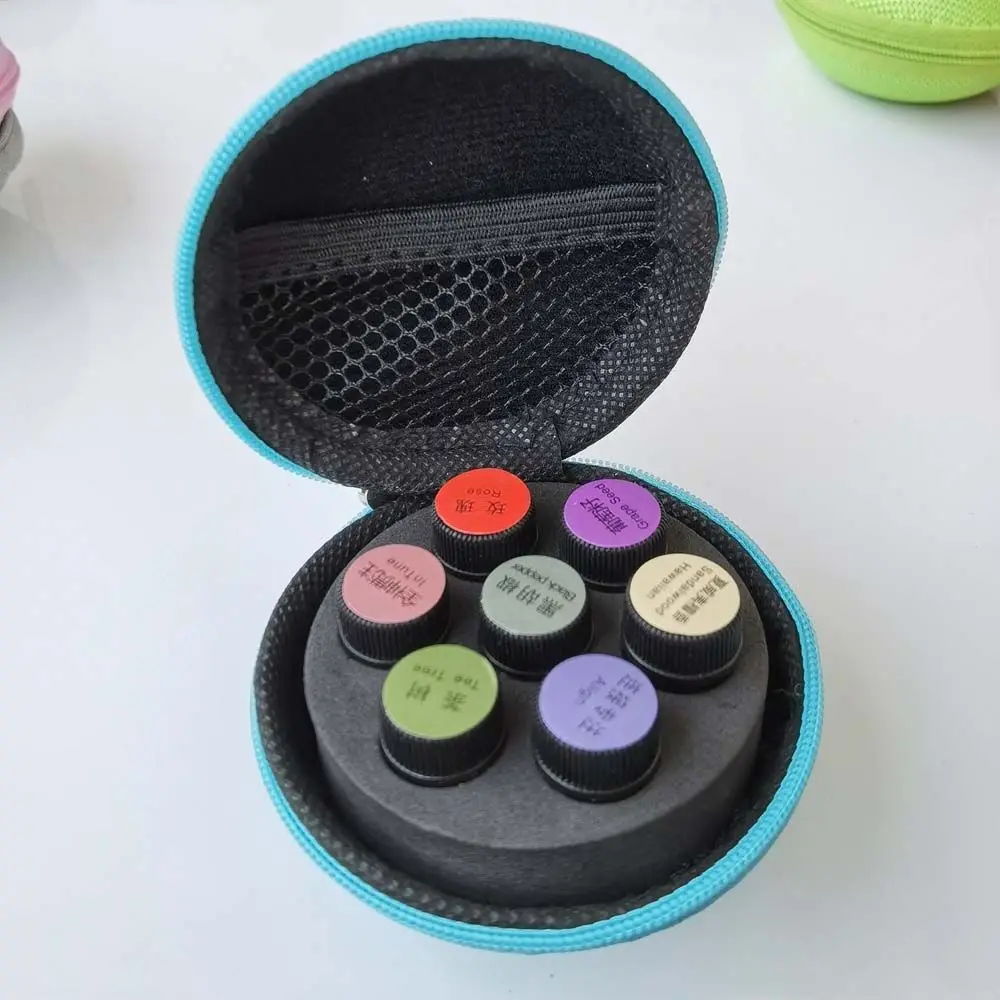 Travel Carryinig Holder 7 Compartments Round shape Perfume Storage bag Gel Container Essential Oil Case Mini Bottle Box