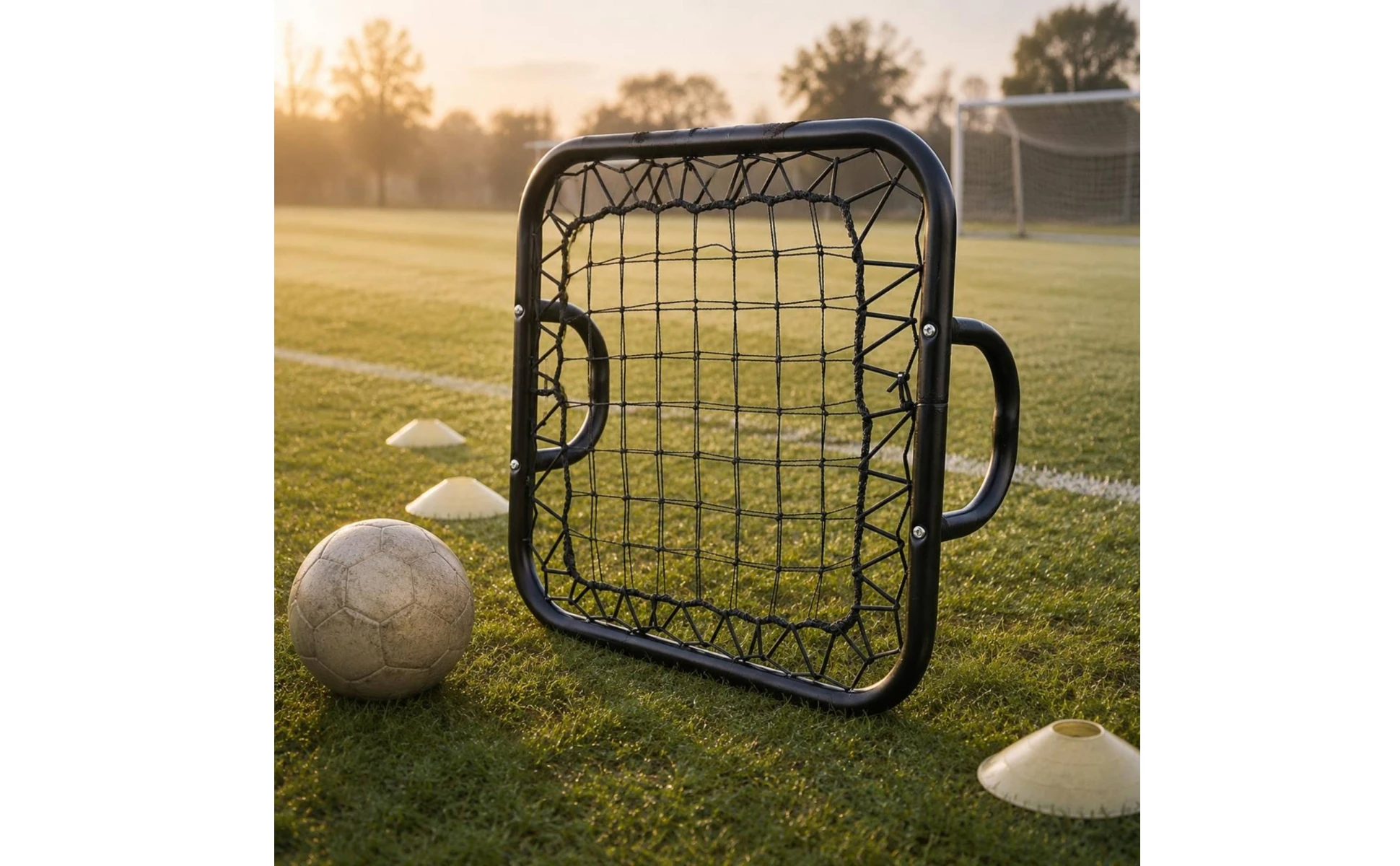 Portable Soccer Rebounder Net with Two-handle Design for Goalkeeper Reaction Training and Fast Rebounds at Home or Field Portable Soccer Rebounder Net with Two-handle Design for Goalkeeper Reaction Training and Fast Rebounds at Home or Field