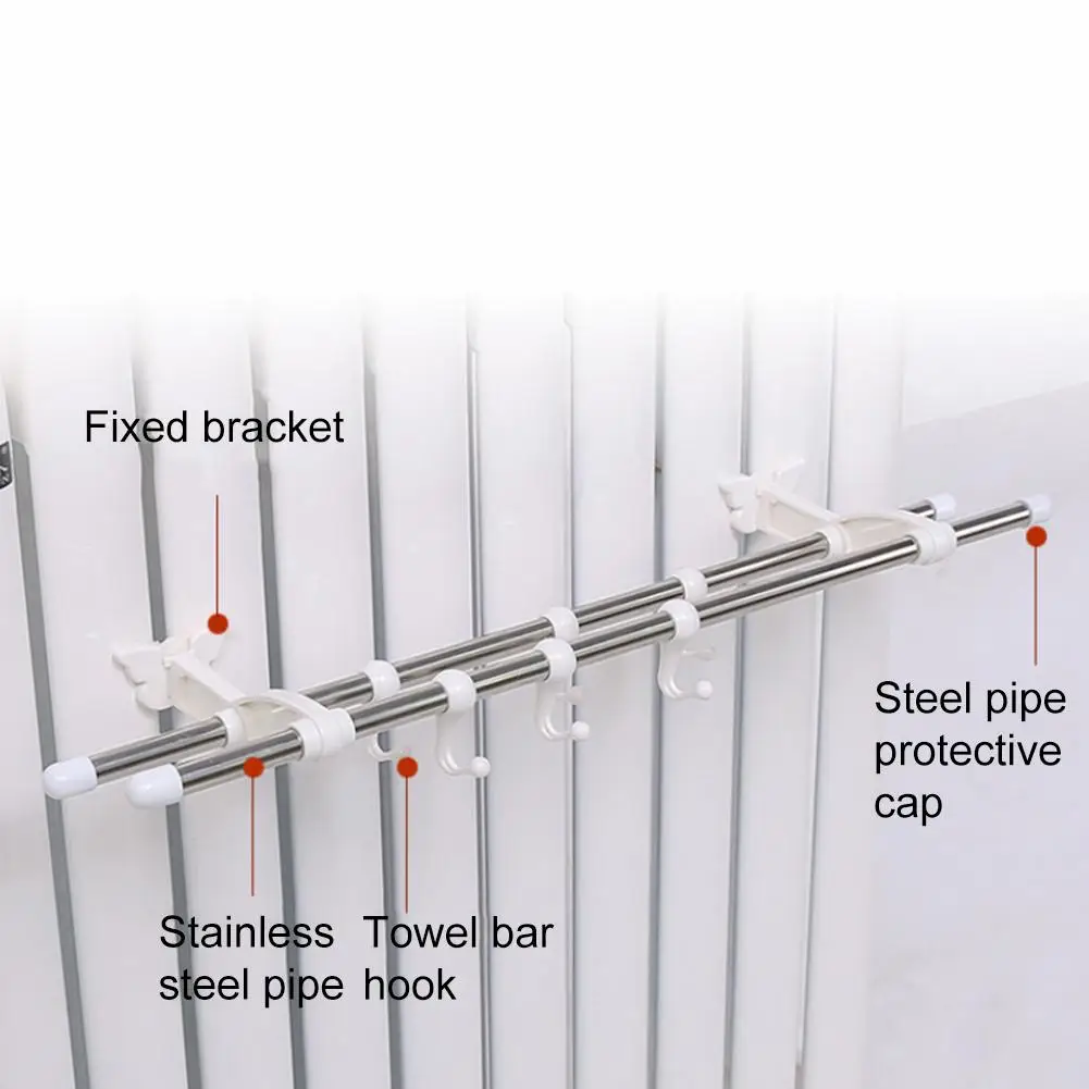 

Strong Load-Bearing Rack Double Pole Towel Rail Bathroom Organization Mounts Without Drilling Supports Up To 40 Kg