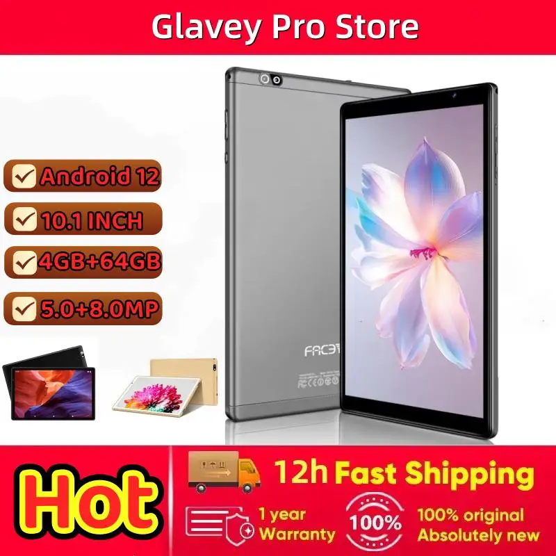 Type-C Android 12 Tablet PC 10.1 INCH 4GB RAM 64GB ROM 1280*800 IPS Dual Camears Battery 8000mAh WIFI Bluetooth 5.0