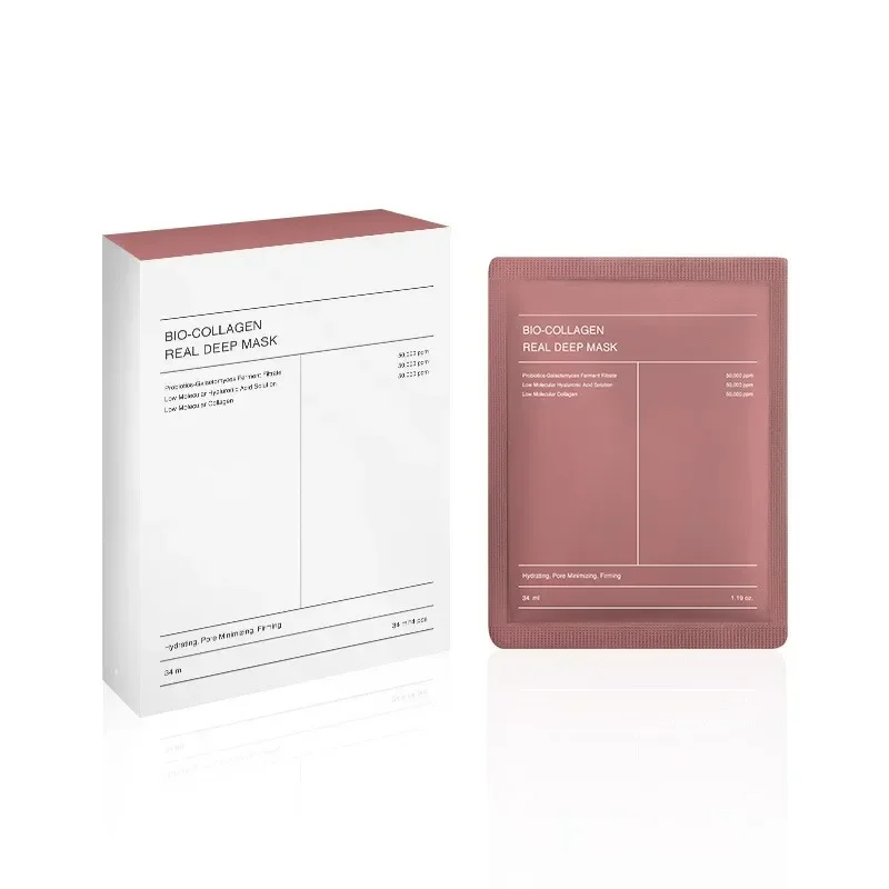 Máscara profunda real de bio-colágeno, Anti-rugas, Máscara Facial de Levantamento com Colágeno Hidrolisado, Filme Reverso, Volume Peel Off Mask