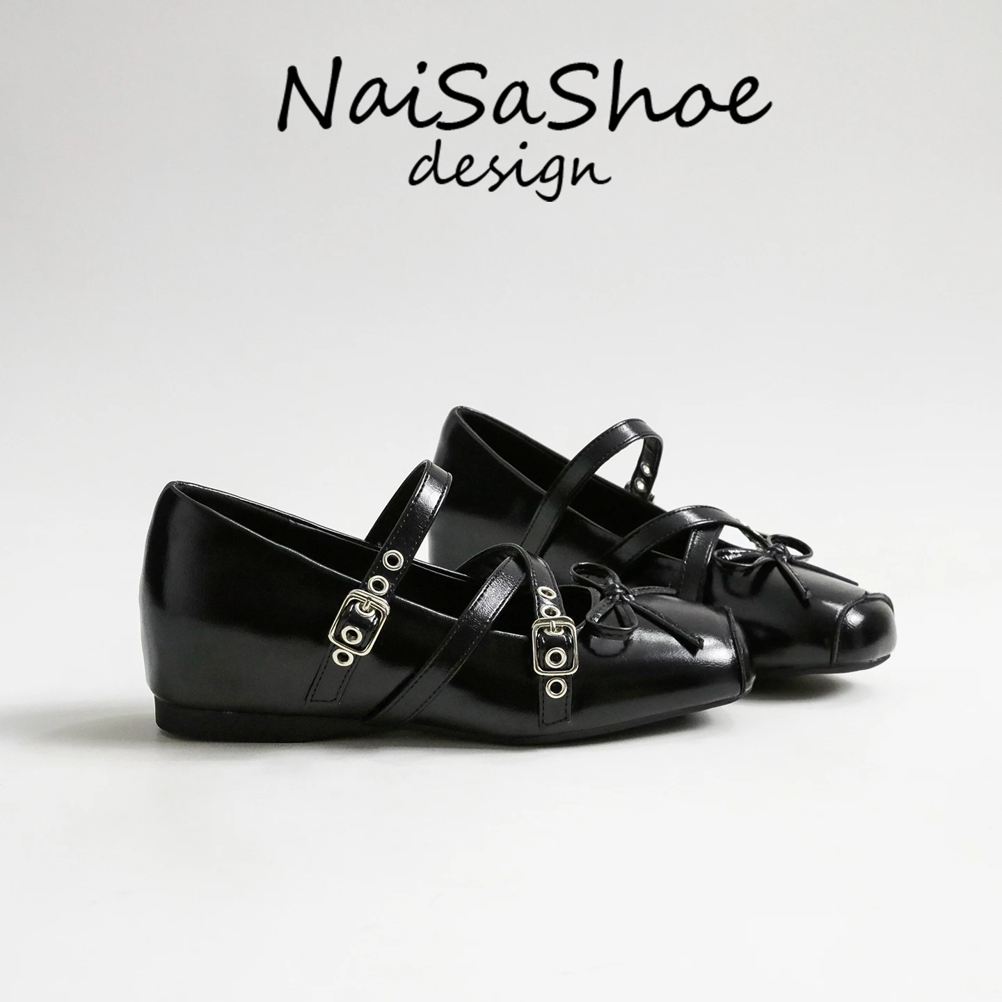 retro-square-head-mary-jane-shoes-women's-knot-buckle-design-ballet-flat-mouth-single-shoes-fashionable-spring-summer