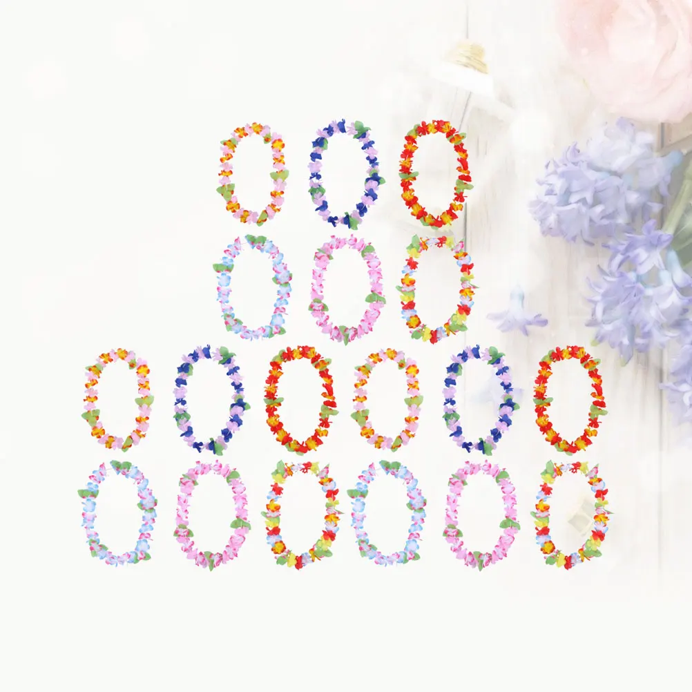 

18pcs Garland Set Artificial Flower Necklaces Lightweight for Beach Party Decor Fits Adults Kids