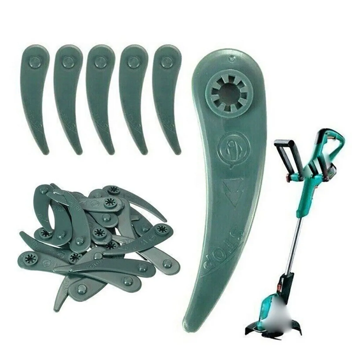 1/5/10/20/50/100 قطعة شفرات تشذيب العشب البلاستيكية الخضراء شفرة بديلة مناسبة ART 26-18Li ART 23-18 ملحقات جزازة العشب والبستنة