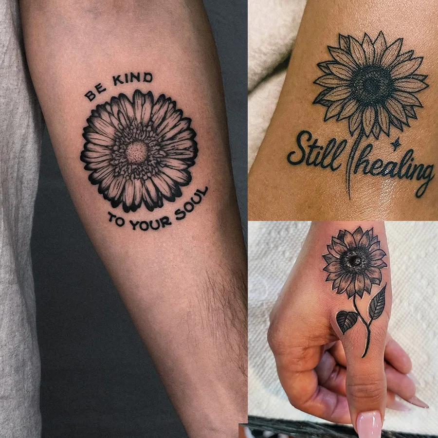 2 Semi-Permanent Tattoos, Healing Sunflower Hand Tattoos |   Waterproof Arm Tattoos for Men and Women, Realistic Fake Tattoos, Non-Reflective for 7-14 Days, Temporary Body Art |   Bold Aesthetic Tattoo, Lasts for 1-2 Weeks