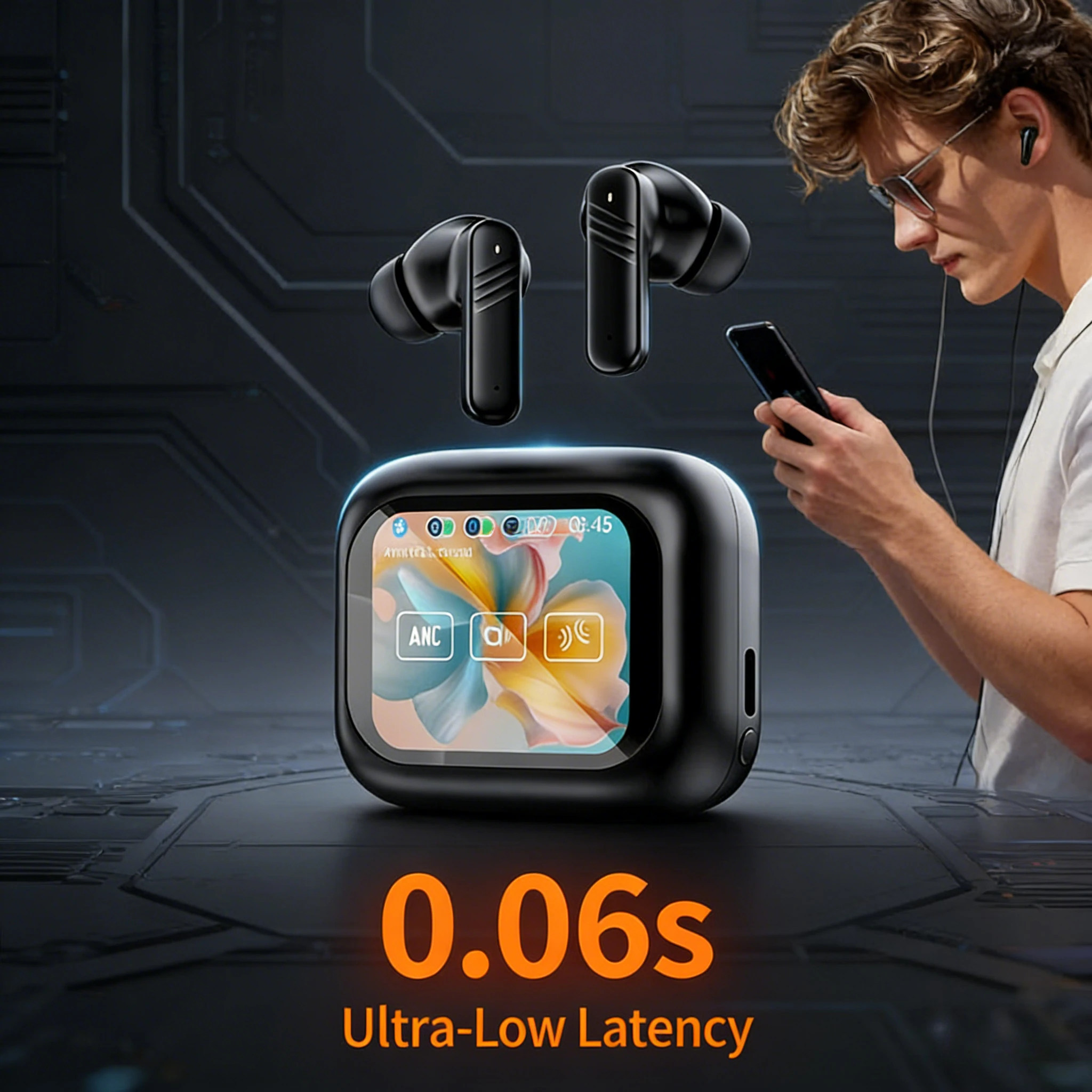 

Профессиональные высококачественные наушники ANC 2026 с AI-переводчиком на 100 языков, низкой задержкой 0.06 с, быстрой зарядкой для музыки, игр и фильмов